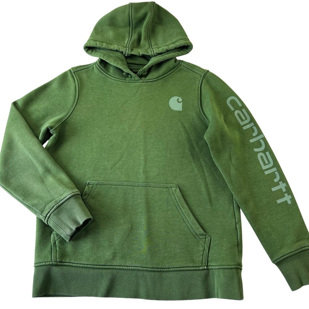 Carhartt Green Logo Hooded Sweatshirt Women's size Small 4-6